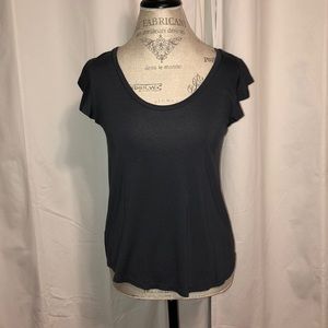 Loft Slate Gray Flutter sleeve Tee